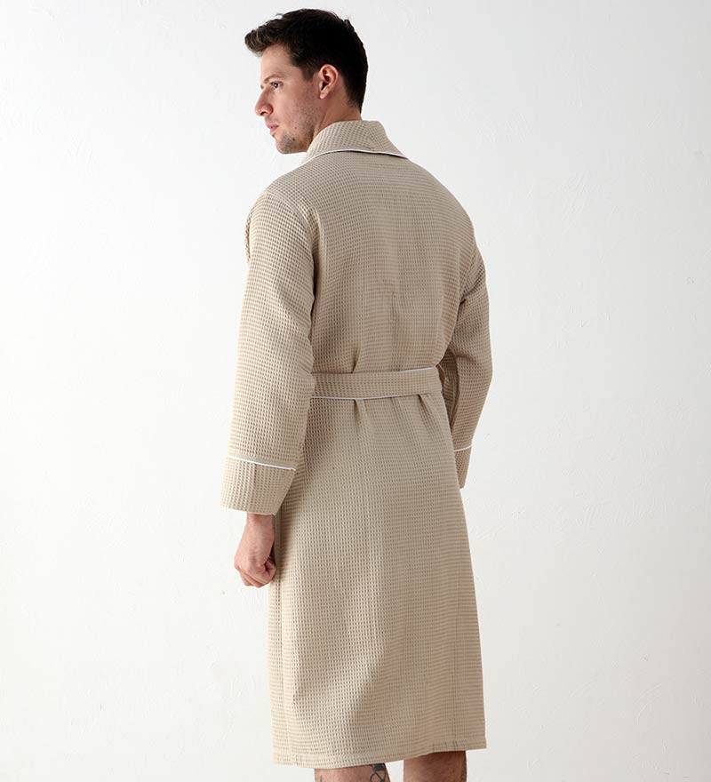 Men's - Luxurious Waffle Design Robe With Shawl Collar (Multiple Color)