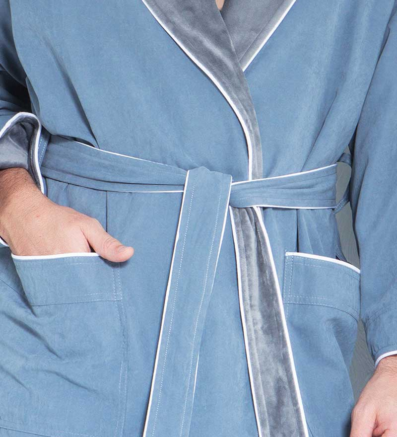 Men's - Sleek Microfiber Robe With Shawl Collar (Multiple Color)