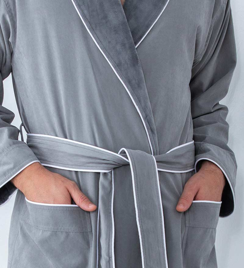 Men's - Sleek Microfiber Robe With Shawl Collar (Multiple Color)