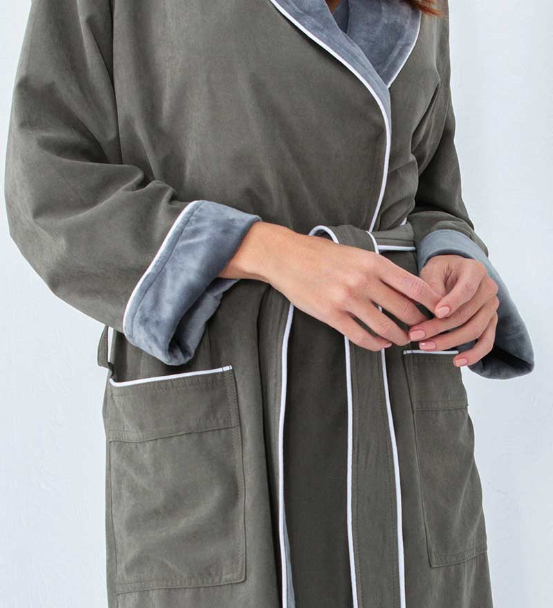 Women's - Sleek Microfiber Robe With Shawl Collar (Multiple Color)
