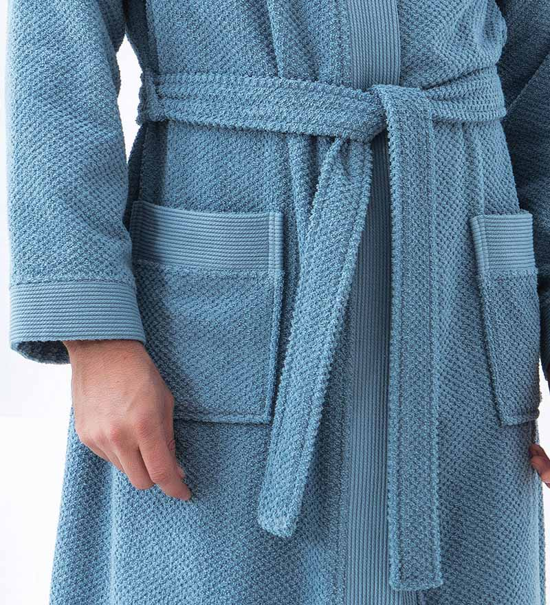 Men's - Serene Spa Organic Cotton Robe With Kimono Collar - (Multiple Color)