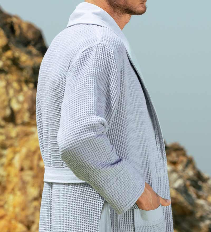 Men's - Ultra Comfy Waffle Weave Robe With Shawl Collar (Multiple Color)