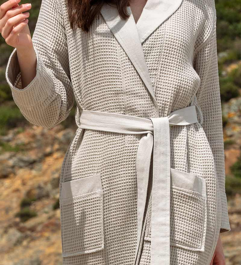 Women's - Ultra Comfy Waffle Weave Robe With Shawl Collar (Multiple Color)