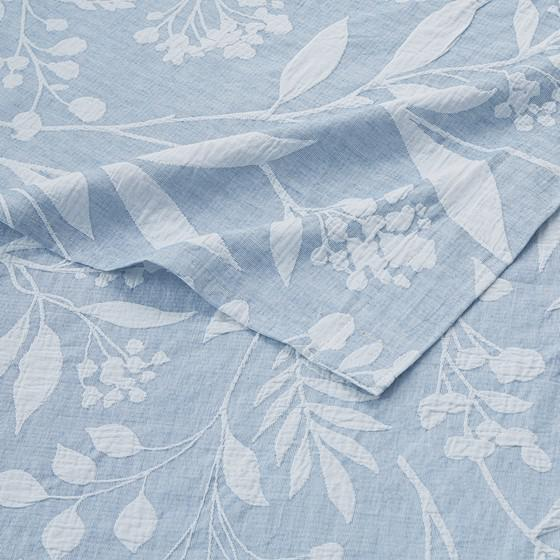 Blue - Jacquard Botanica Cotton Shower Curtain  (72"x72")