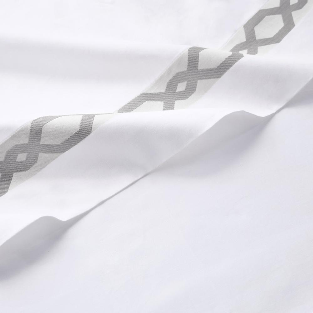 Grey & White - European Inspired Soft & Breathable Cotton Sheet Set (Queen)