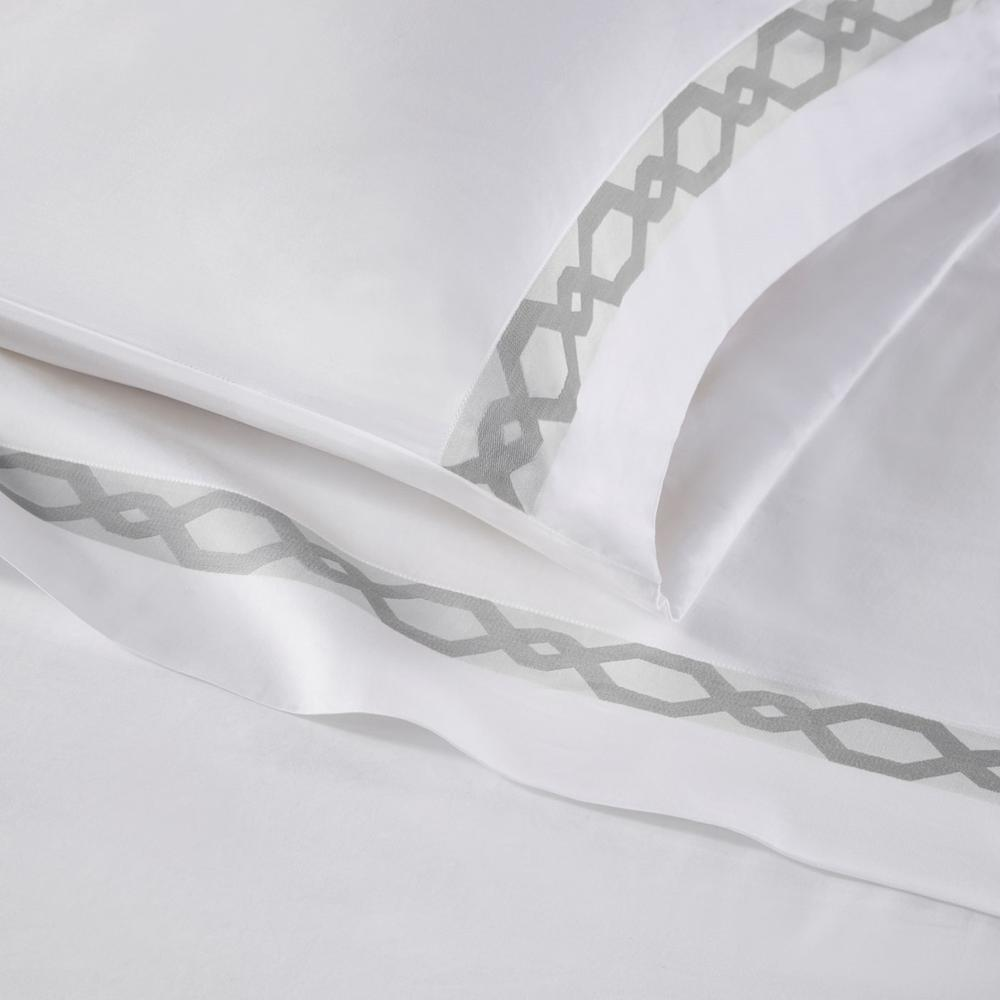 Grey & White - European Inspired Soft & Breathable Cotton Sheet Set (Cal King)