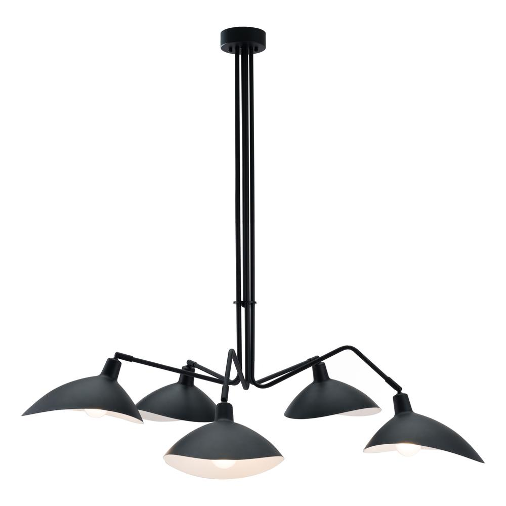 Black - Contemporary Adjustable Chandelier With Scoop-Like Shades (47"W x 43"H)