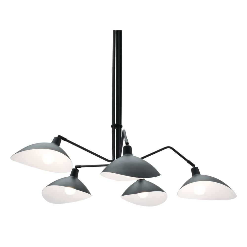 Black - Contemporary Adjustable Chandelier With Scoop-Like Shades (47"W x 43"H)
