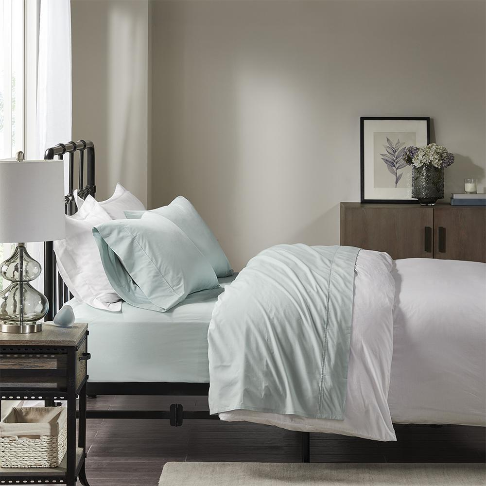 Soft Turquoise - Classic Cotton Percale Sheet Set (Cal King)