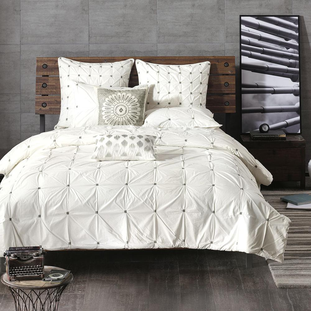 Cream - Modern Tufted-Inspired Design Cotton Comforter Set (3 Piece) King/Cal King