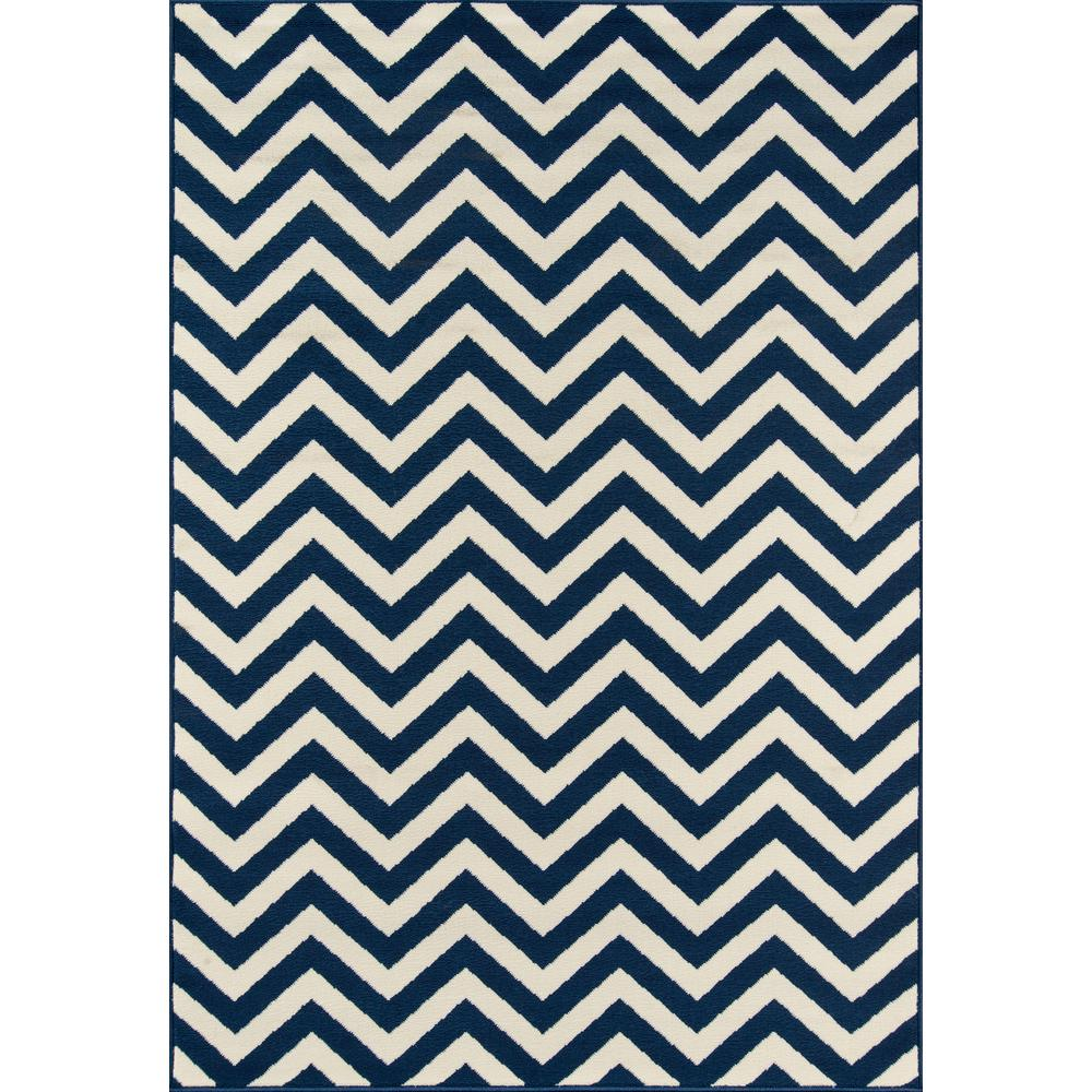 Navy - Exquisite Waves Pattern Indoor/Outdoor Modern Rug (5'3" X 7'6")