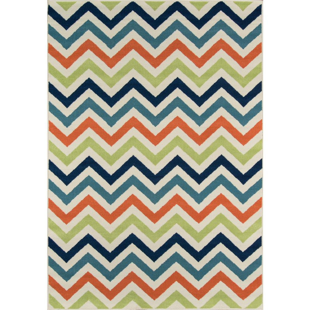 Multicolor - Exquisite Waves Pattern Indoor/Outdoor Modern Runner Rug (2'3" X 7'6")