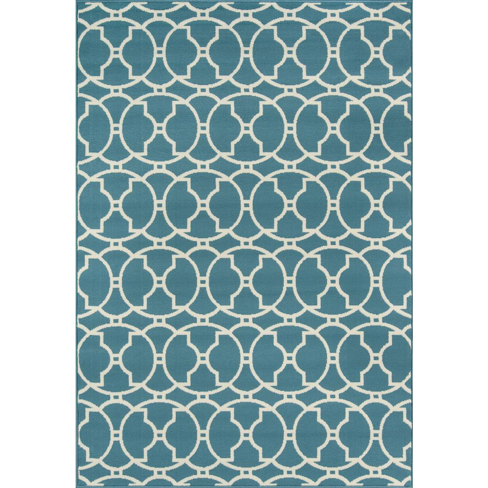 Blue - Stylish Trellis Pattern Indoor/Outdoor Modern Rug (5'3" X 7'6")