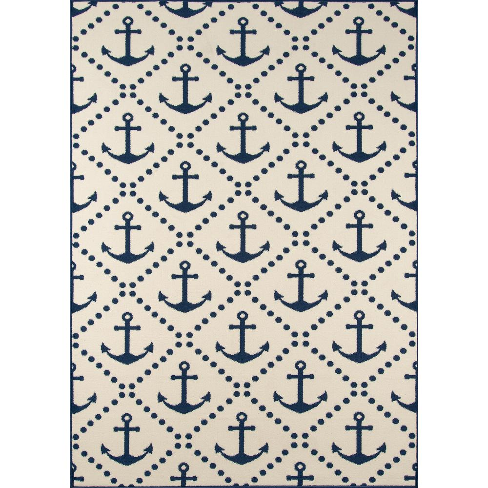 Ivory - Classic Anchors Pattern Indoor/Outdoor Modern Rug (3'11" X 5'7")