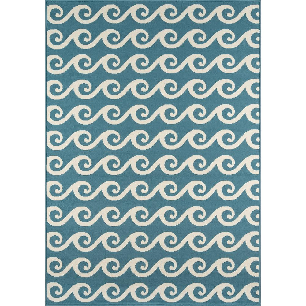 Blue - Exquisite Waves Pattern Indoor/Outdoor Modern Rug (7'10" X 10'10")