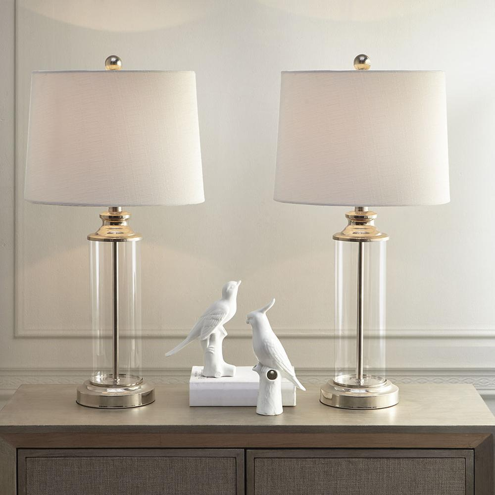 Contemporary Silver Finish Table Lamp Set (25.75"H)