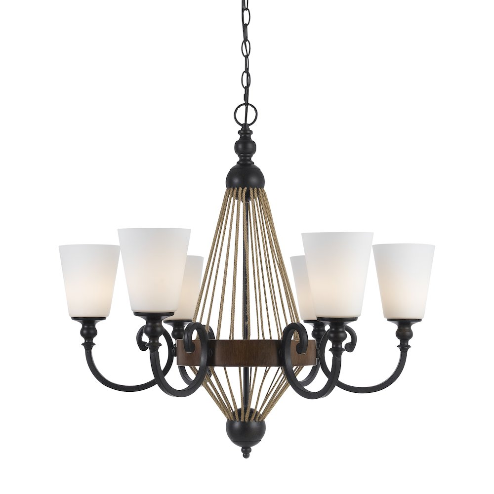 Chic Industrial Six-Light Hanging Chandelier (30.0"W x 30.75"H)