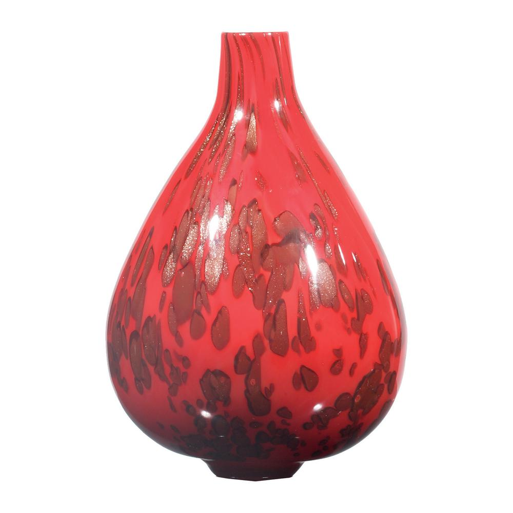 Lustrous Red Glass Vase - (13")
