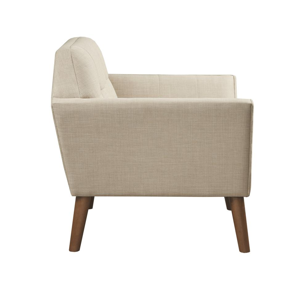 Beige - Pecan Finish Plush Lounge Chair