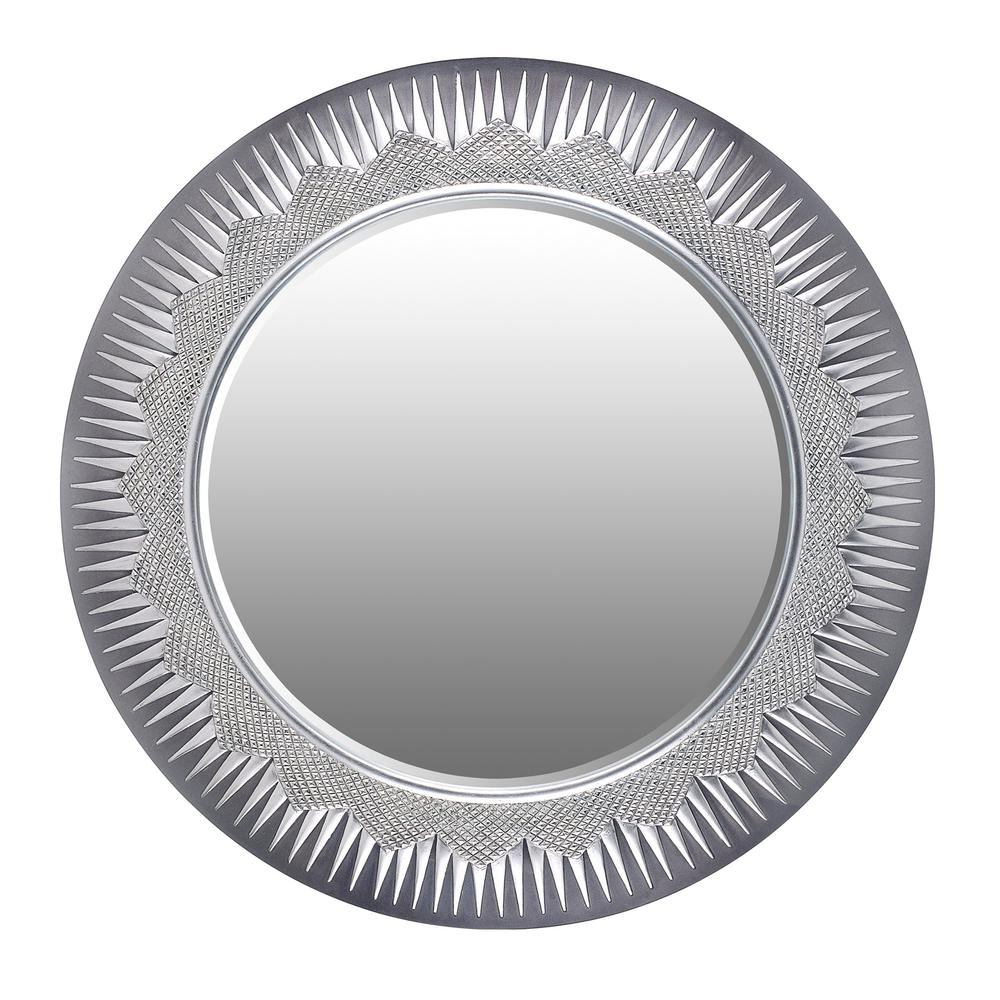 Refine Silver & Grey Round Wall Mirror (25")