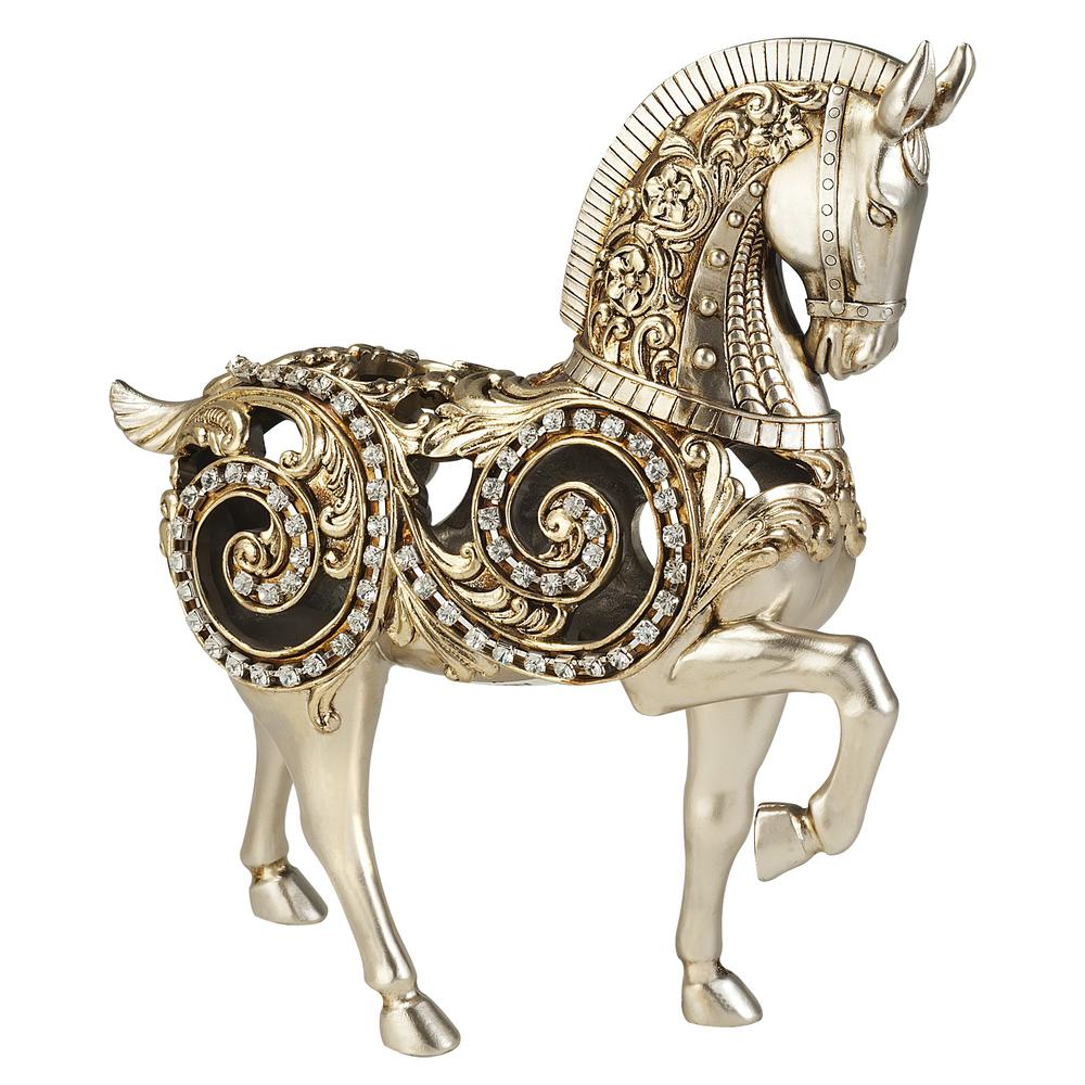 Champagne Gold Stallion Decorative Piece (12" x 11")