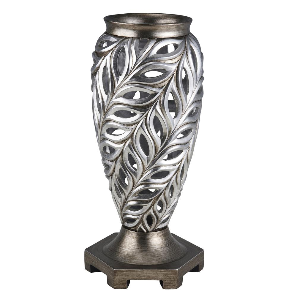 Textured Silver Leaf Accent Vase (16")