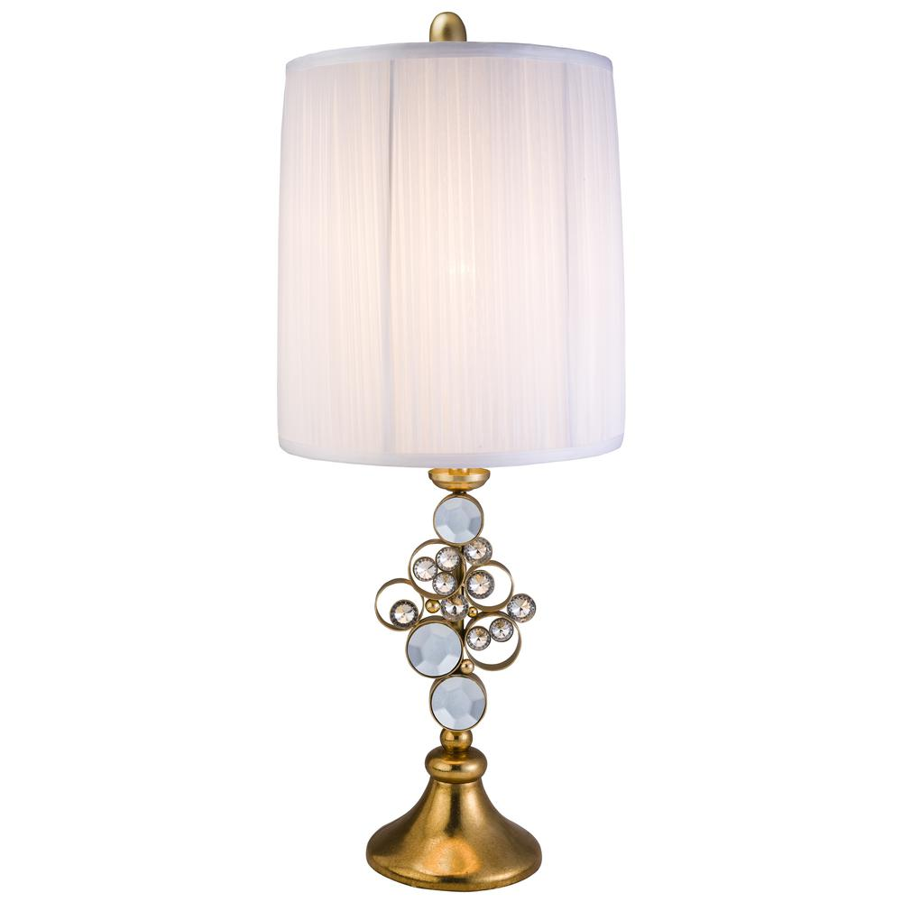 Brushed Gold Gem Accent Table Lamp (28")