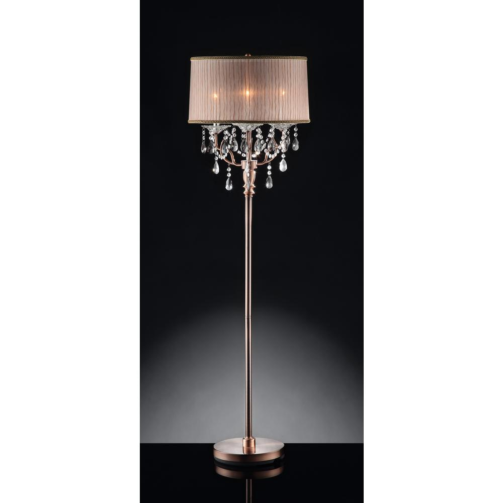 Elegant Rose Gold Floor Lamp With Crystal Accents (62"H)