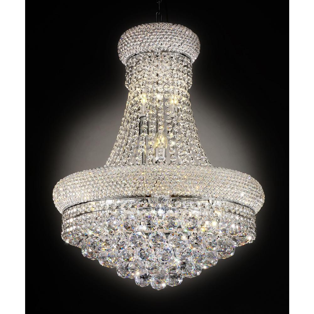 Stunning Modern Design Chandelier with Hanging Crystal Embellishments (21"W x 26"H)