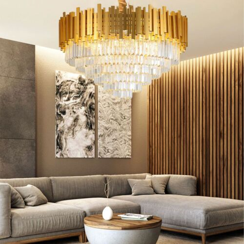 Gold - Classic Modern Style Hanging Chandelier With Crystal Accents (Various Styles)