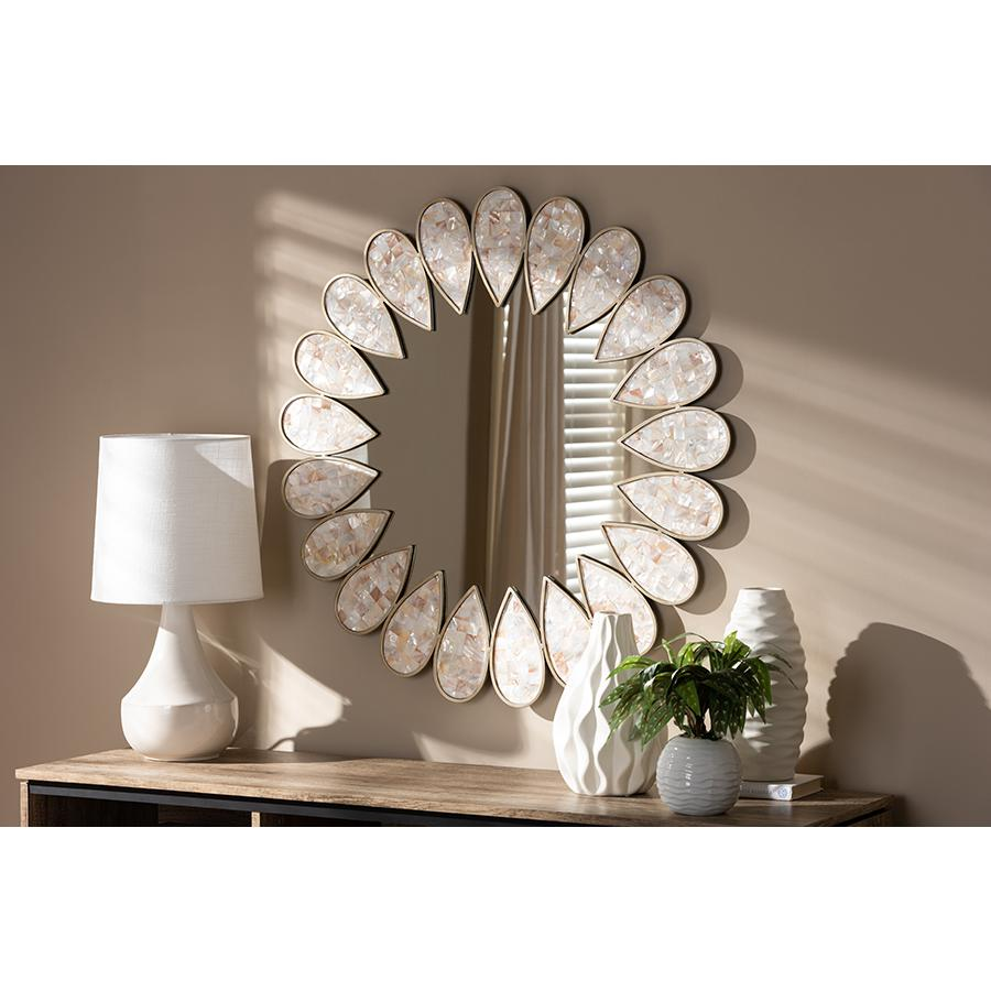 Contemporary Mirror with Pearl Shell Accents (38" x 34")