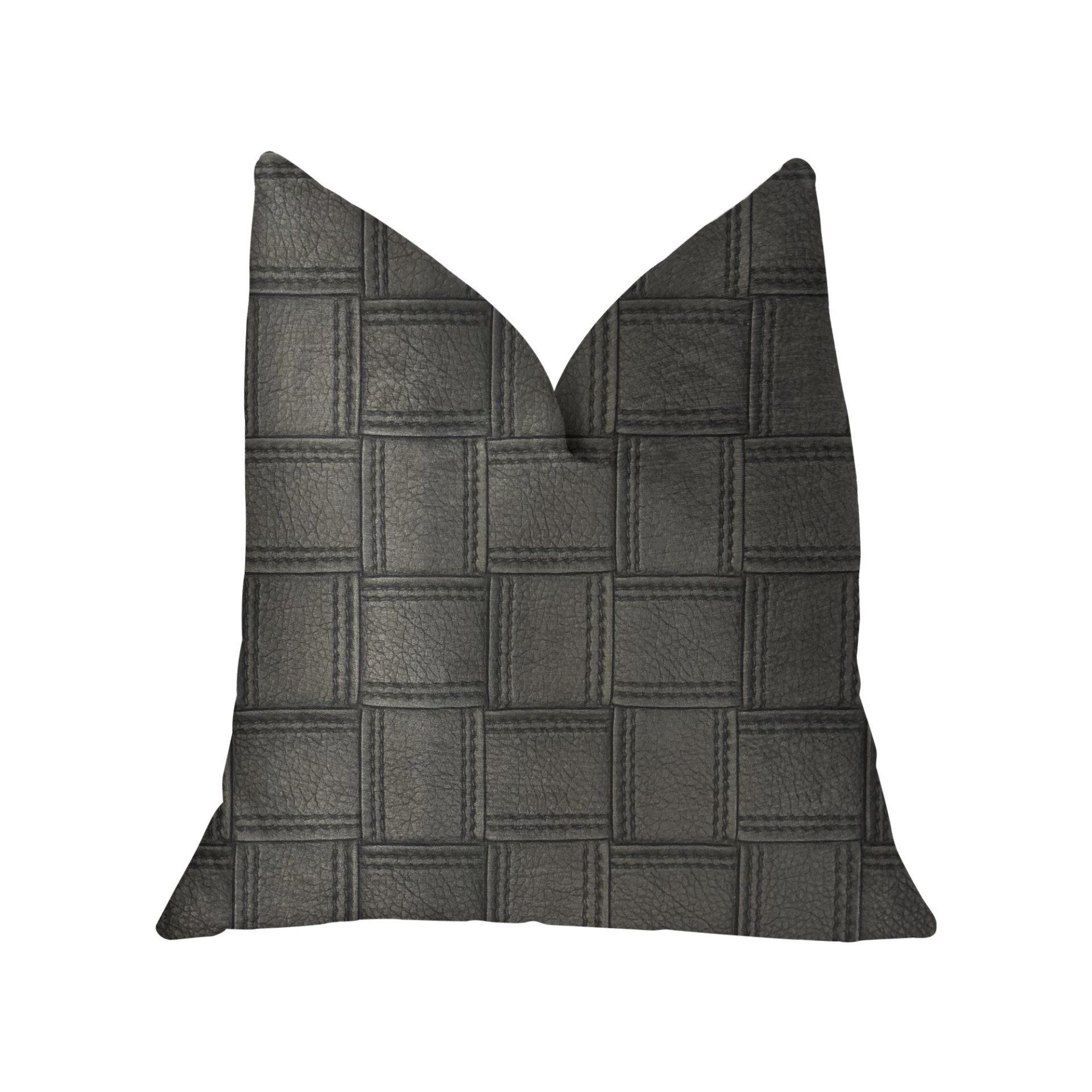 Black - Geometric Design Artificial Leather Luxury Pillow (Multiple Size)