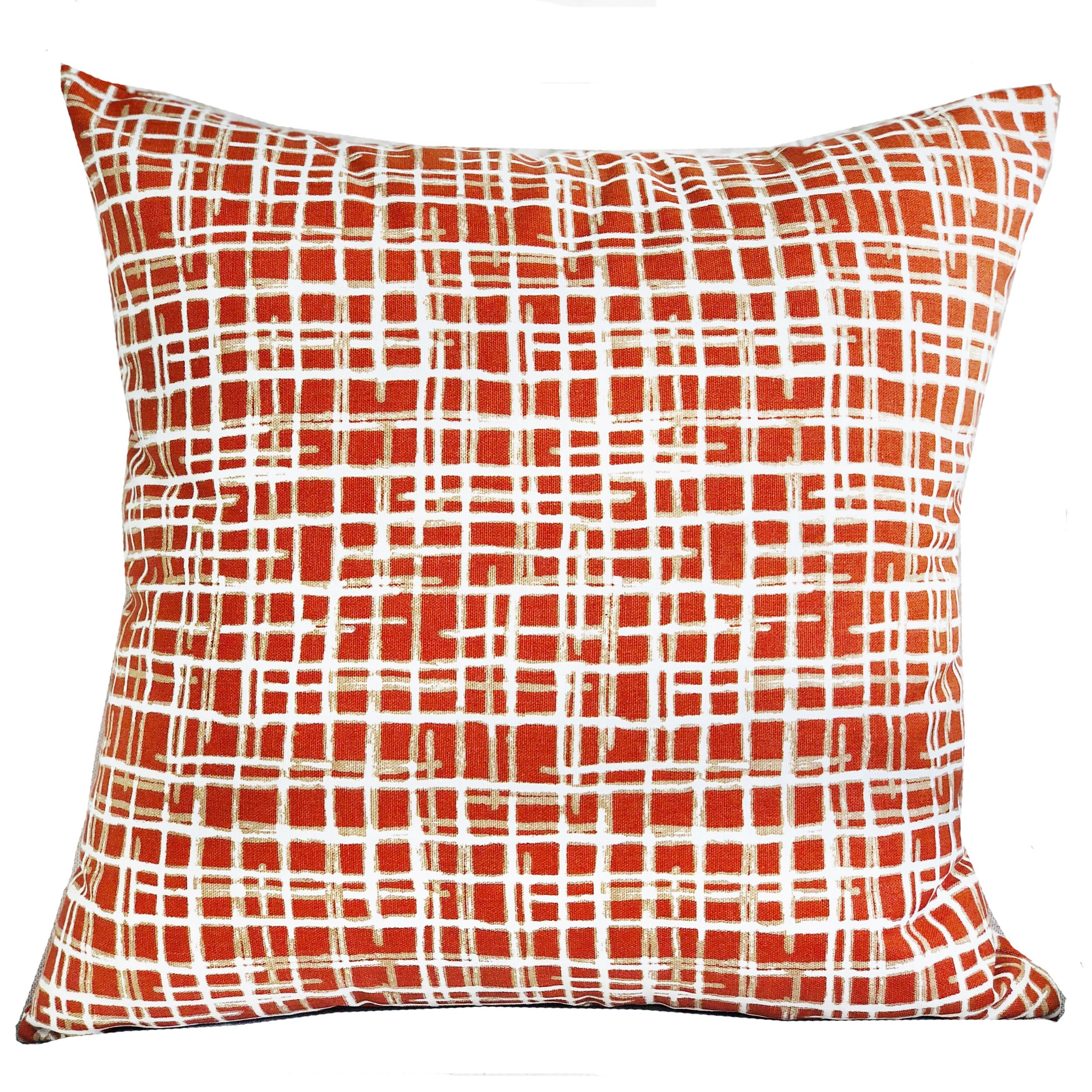 Orange & Beige - Fireside Geometric Design Luxury Cotton Pillow (Multiple Size)