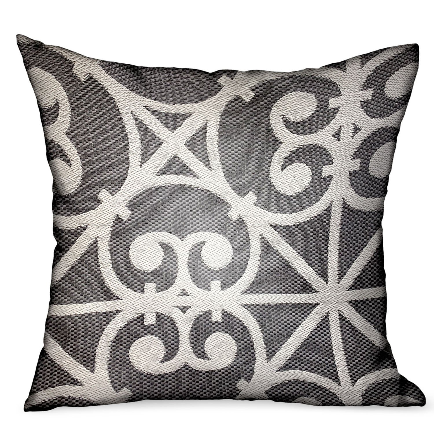 Grey - Artisanal Design Olefin Luxury Outdoor/Indoor Throw Pillow