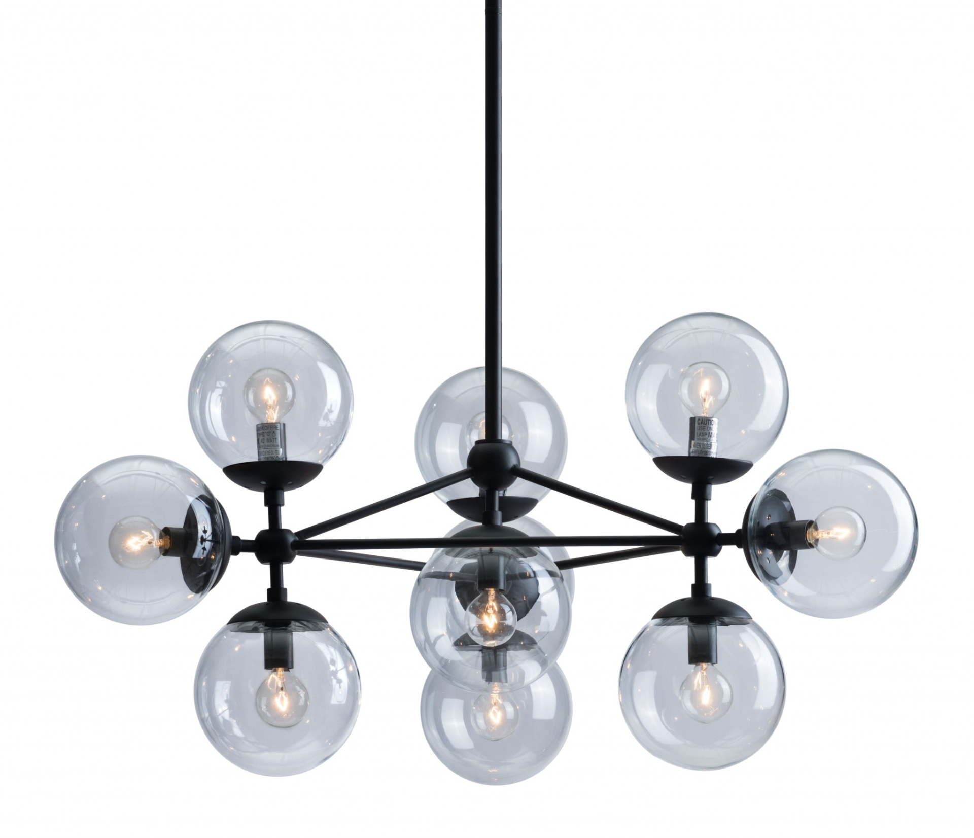 Black Contemporary Style Hanging Chandelier (30"Wx62"H)