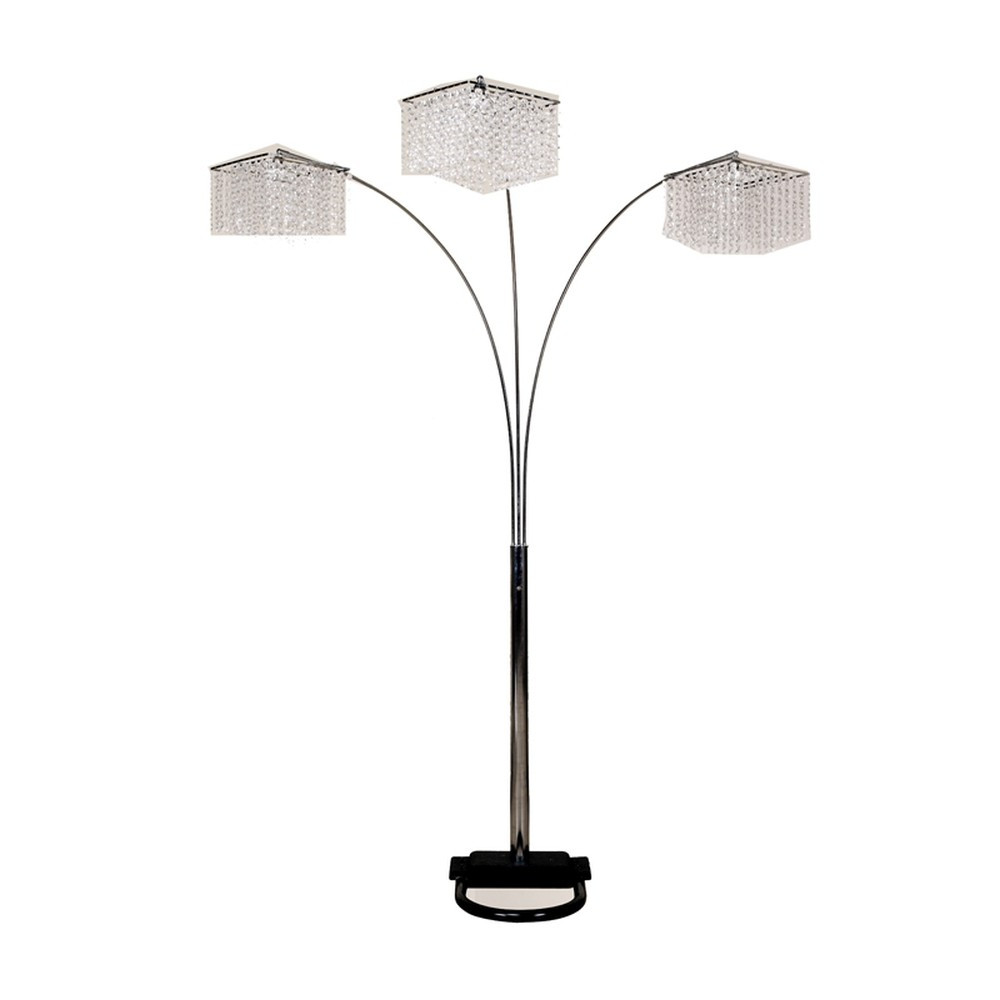 Exquisite Three Hanging Crystal Shades Style Floor Lamp (84"H)