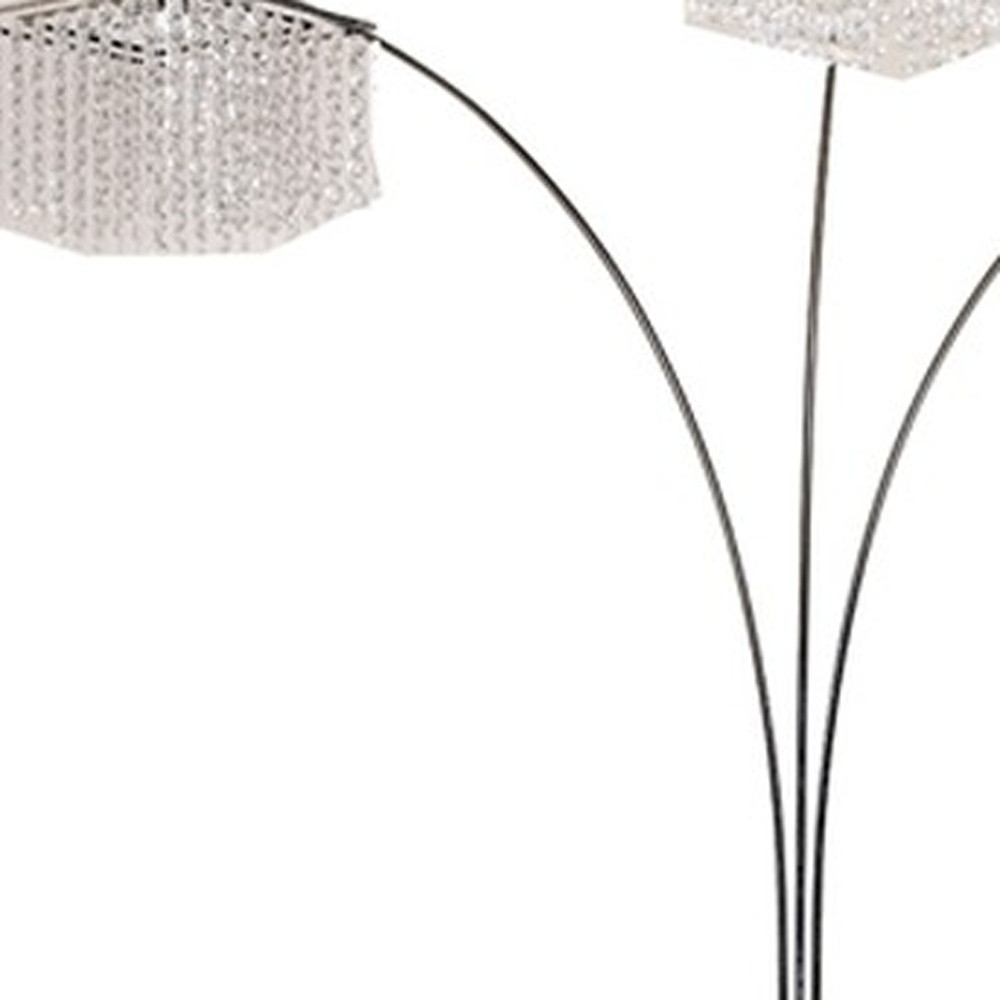 Exquisite Three Hanging Crystal Shades Style Floor Lamp (84"H)