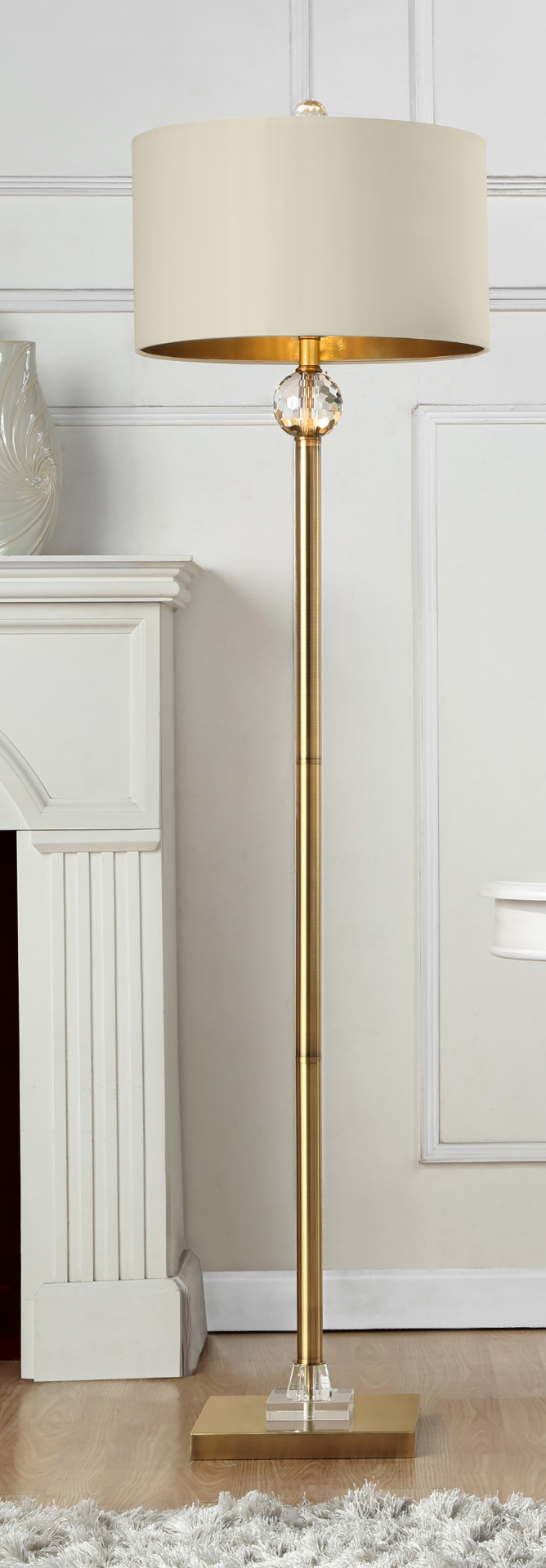 Timeless Gold Base Floor Lamp With Off-White Shade (63.25'H)