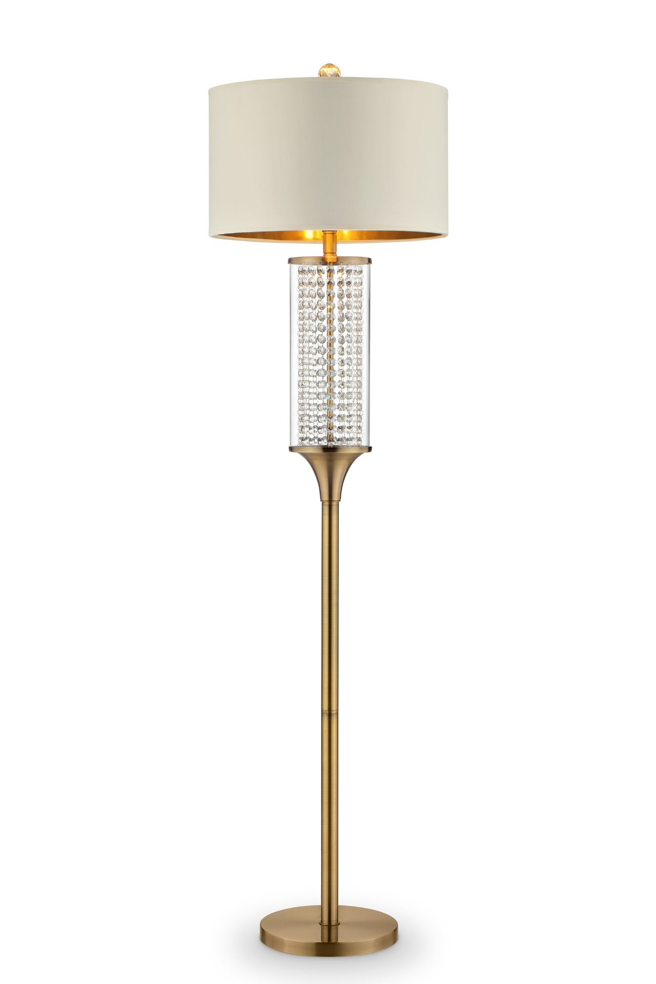 Luxurious Gold Tone Floor Lamp With Off-White Shade (62.25"H)