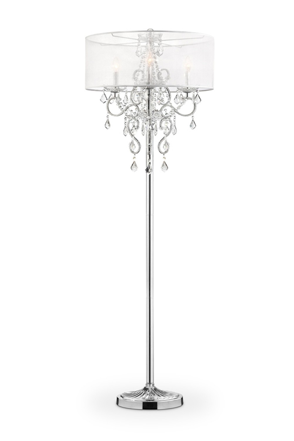 White - Classic Three Light Candelabra Floor Lamp (63"H)