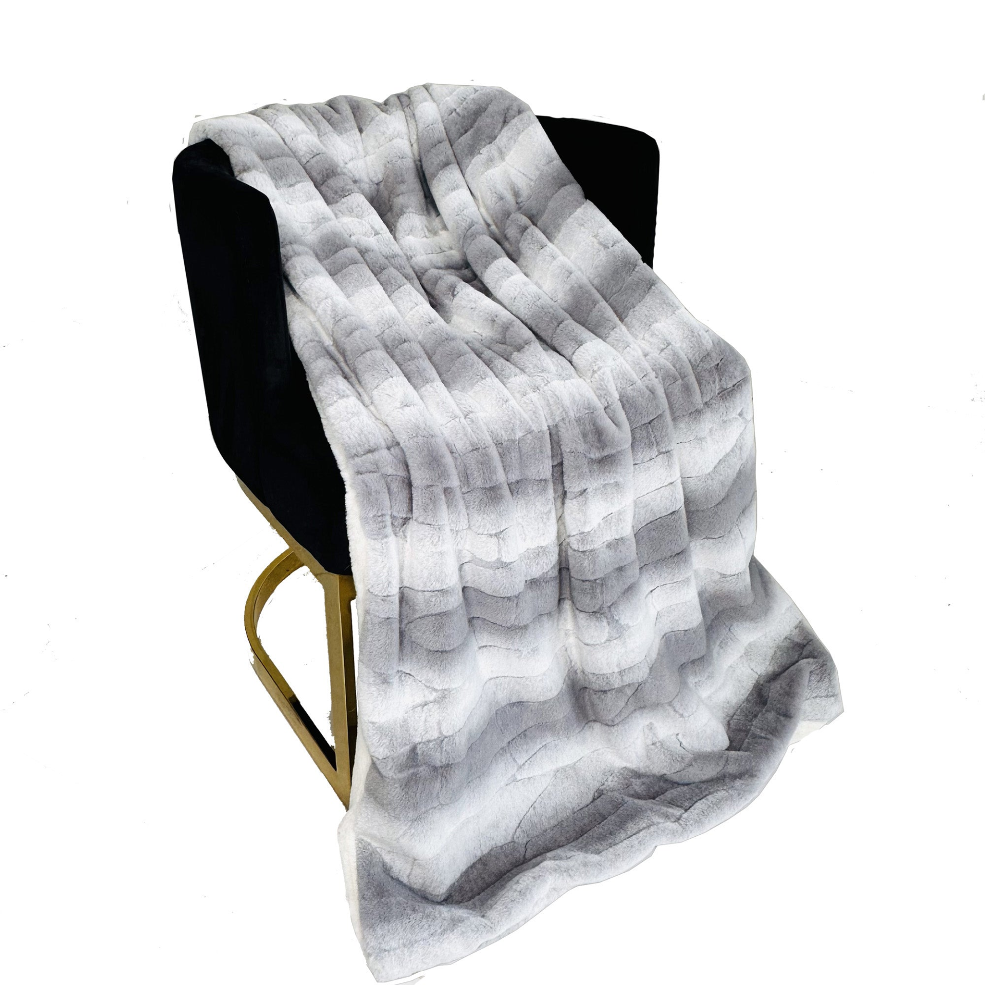 Experience Luxury with Plush Faux Fur Throw Blanket (Silver/Grey Sheen)