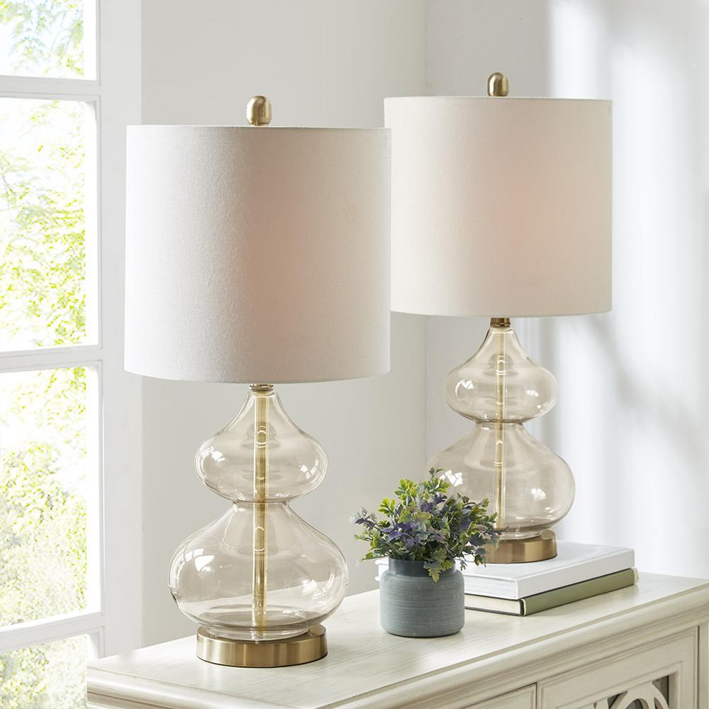Gold Curvy Transitional Style Table Lamp Set (25.25"H)