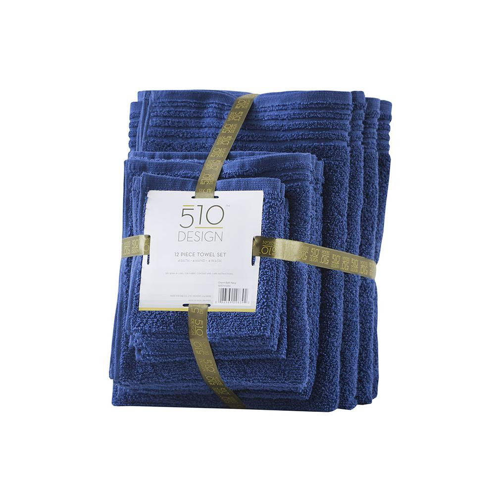 Royal Blue - Super Soft Lightweight Cotton Bath Towel Set (12 Piece)