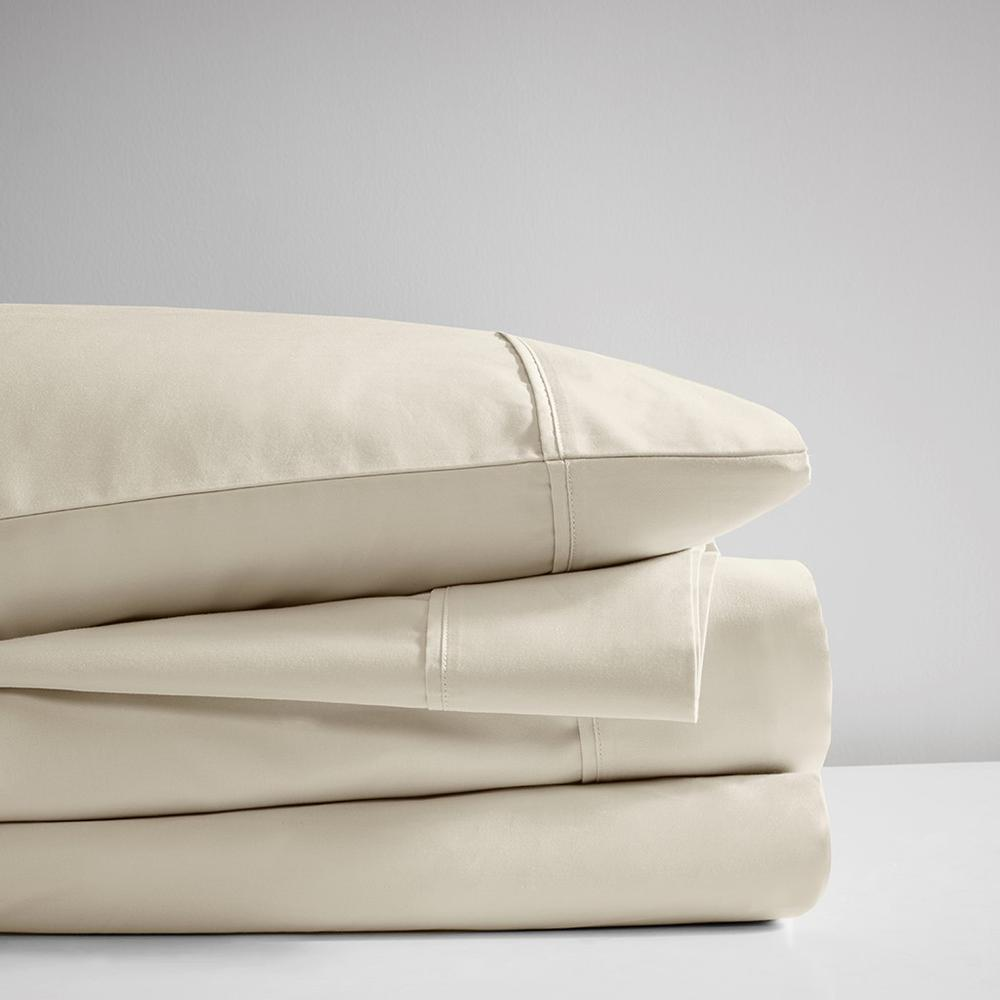 Ivory - Premium Wrinkle Resistant Cotton Sateen Sheet Set (King)
