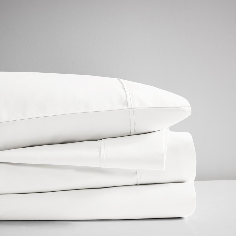 White - Premium Wrinkle Resistant Cotton Sateen Sheet Set (King)