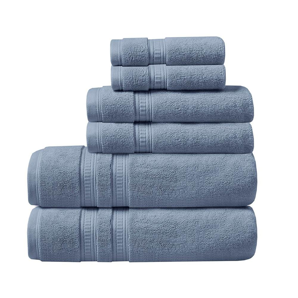 Blue - Uniquely Soft Cotton Feather Towel Set (6 Piece)