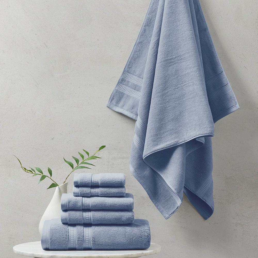 Blue - Uniquely Soft Cotton Feather Towel Set (6 Piece)