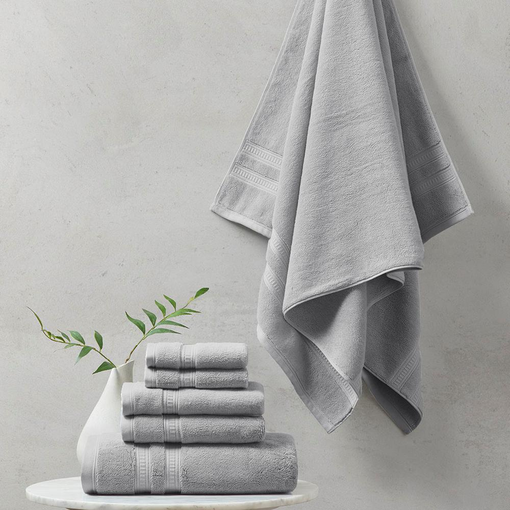 Grey - Uniquely Soft Cotton Feather Towel Set (6 Piece)