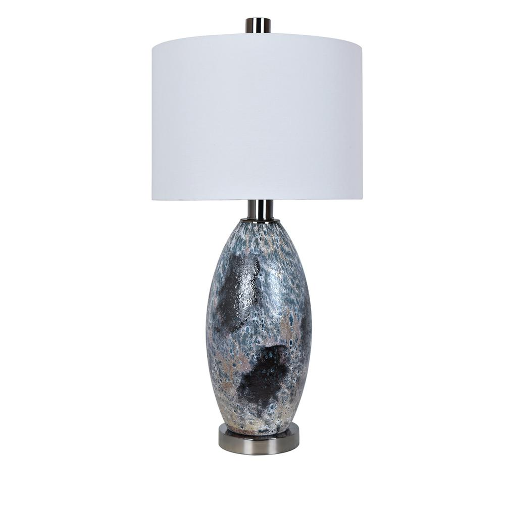 Captivating Grey & Metallic Oval Base Table Lamp (32.5"H)