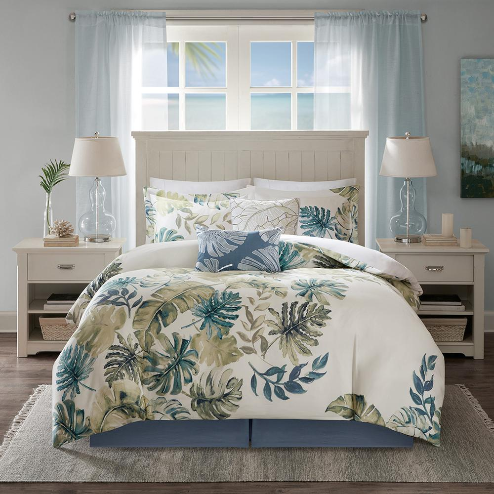 Exquisite Tropical Plant Pattern Comforter Set (6 Piece) Full